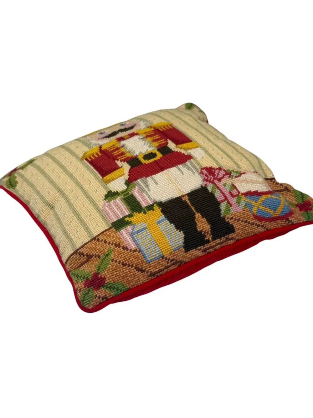 Christmas Needlepoint Accent Pillow The Nutcracker Zip Cover w/ Insert 13